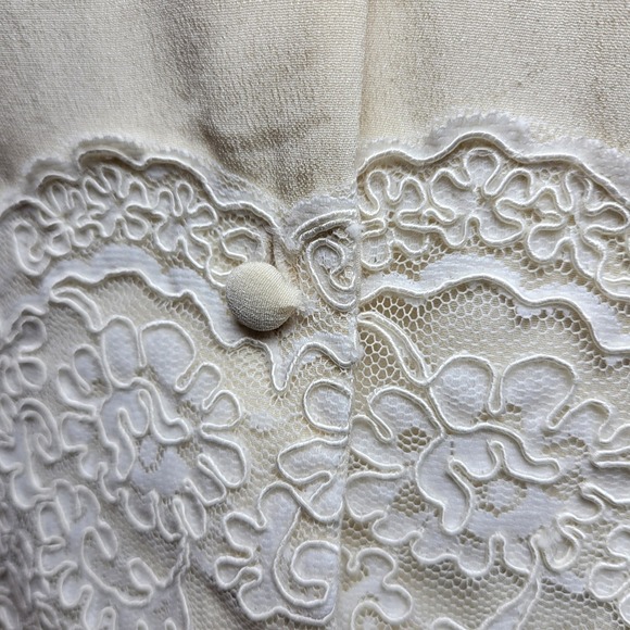 Casual Corner Vintage 100% Silk Victorian Coquette Lace Blouse Peter Pan Sz 6 - Picture 4 of 11